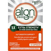 Align Probiotic Extra Strength, Probiotics for Women and Men, #1 Doctor Recommended Brand‡, 5X More Good Bacteria^ to Help Support a Healthy Digestive System*, 42 Capsules