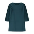 thumbnail image 4 of Guieoi Womens Tops Plus Size Women's Trendy Fall V Neck Three-quarter Sleeve Solid Blue Black*Friday/Cyber*Monday, 4 of 6