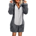 thumbnail image 2 of Combinaison à Capuche pour Femmes à Manches Longues, Chaude pour l'Hiver, Pyjama Décontracté et Confortable, 2 of 7