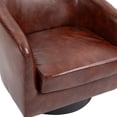 thumbnail image 5 of DREAMSIDEA PU Leather Swivel Barrel Chair Living Room,Swivel Chairs Set of 2 Round Armchair for Living Room, Office, Bedroom -Red Brown, 5 of 6
