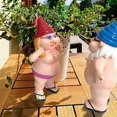 thumbnail image 4 of Set of 2 weatherproof funny garden gnome figures for lawn indoor/outdoor decor, 4 of 5
