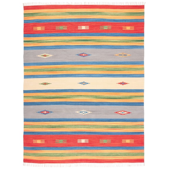 SAFAVIEH Montauk Genette Southwestern Cotton Area Rug, Blue/Red, 8' x 10'