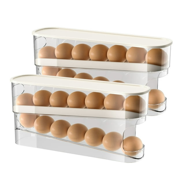 Matsuzay Innovador soporte para huevos para frigorífico, fácil de instalar y mantener, dispensador de huevos para frigorífico duradero Organizadores de utensilios de cocina 2