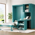 thumbnail image 2 of 180-Degree Rotating Teal Twin Murphy Bed with Pull-Out Desk and Bookshelves for Small Spaces, 2 of 10