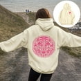 thumbnail image 2 of Xudanell Teen Girls Hoodie Coconut Tree Print Sweatshirt for Women Comfortable Loose Fit Light Sweaters for Women Beige L, 2 of 6