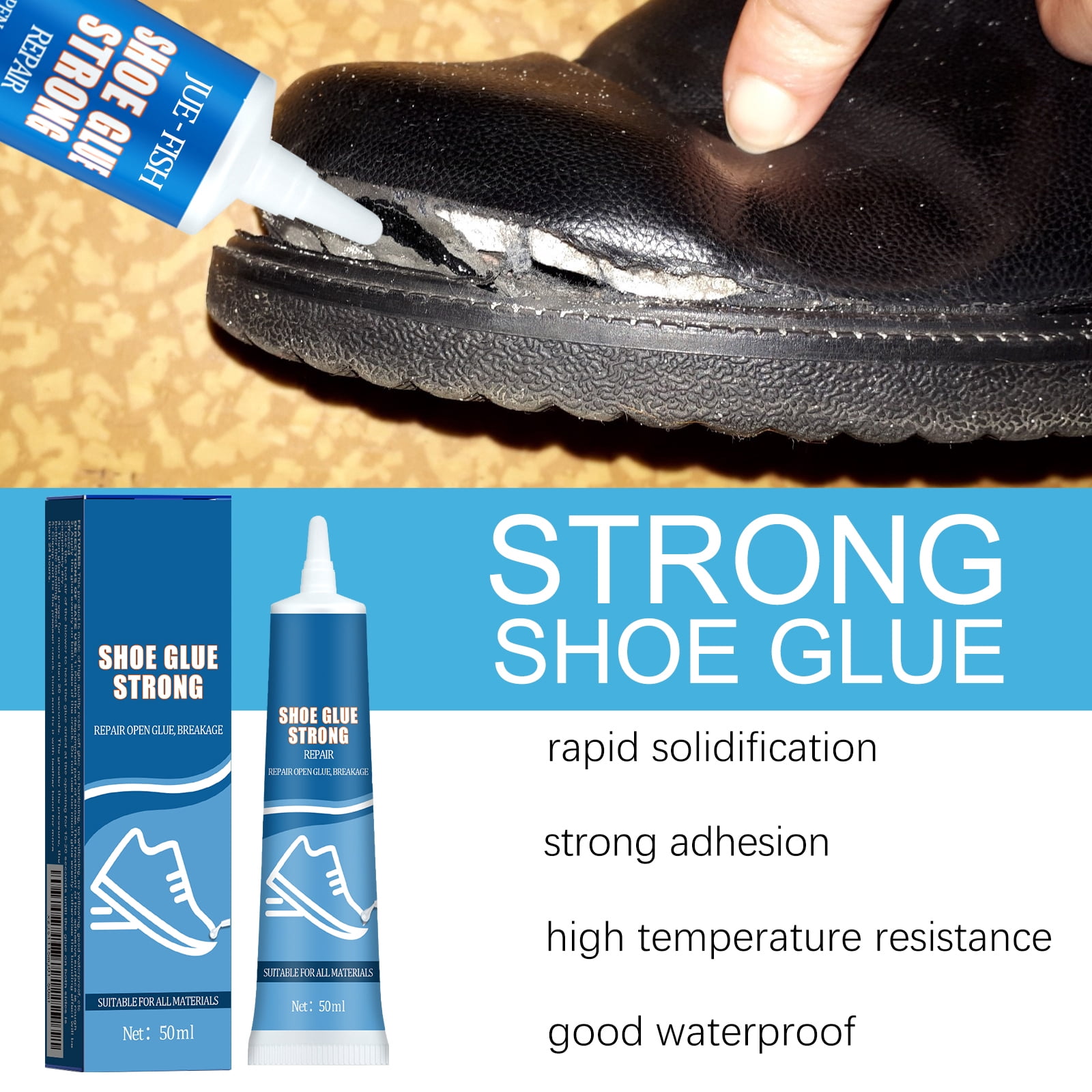 Alvantor Waterproof Shoe Glue for Soles, Heels and Small Hole Repairs 1.69 fl. oz