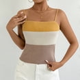 thumbnail image 6 of Ahdbta Womens Camisole Tops Striped Color Block Square Neck Ribbed Tank Tops Spaghetti Straps Sleeveless Summer Shirts, 6 of 7