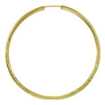 thumbnail image 3 of Wellingsale Ladies 14k Yellow Gold Polished Diamond Cut Satin 2mm Endless Hoop Earrings (50 x 50 mm), 3 of 7