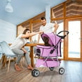 thumbnail image 2 of CL.HPAHKL Dog Stroller, 3 Wheels Foaldable Cat Stroller Dog Cat Cage Jogger Stroller for Medium Small Dogs Cats, Pet Stroller with Storage Basket and Cup Holder Portable Lightweight for Travel, 2 of 8
