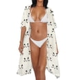 thumbnail image 3 of Xoenoiee Cat Print Half Sleeve Women's Sheer Mesh Short Sleeve Swimwear Long Kimono Cardigan Summer Boho Beach Cover Up Tops for Vacation Beach, 3 of 7