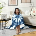 thumbnail image 4 of Wearable Blanket,Blue White Tie Dye Mandala Pattern Hooded Wearable Flannel Blanket for Adults & Teens,Winter Poncho Shawl Wrap Cape Cozy Anti-Pill,50"x60", 4 of 5