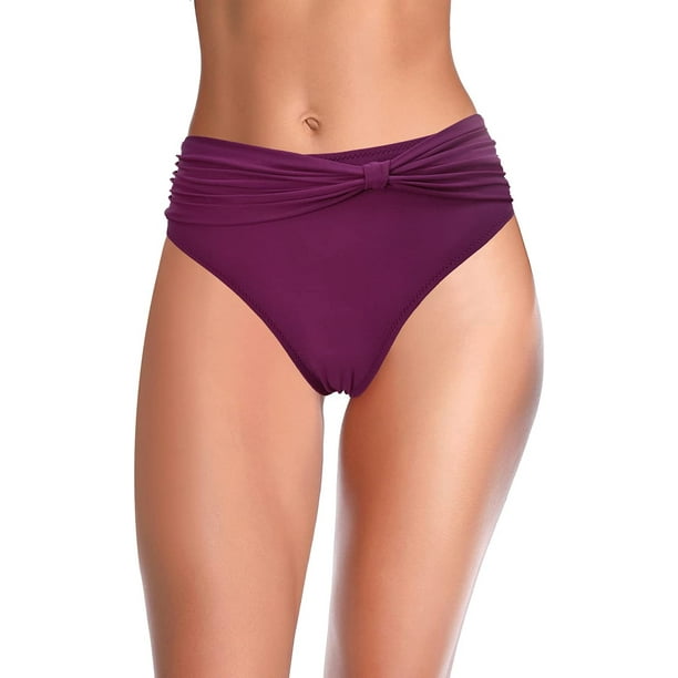 Parte Inferior de Bikini para Mujer Trajes de baño de Talle Alto Swim Bottom Púrpura Noble CH Púrpura Noble CH Xishao ropa
