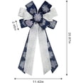 thumbnail image 2 of Large Christmas Bow for Wreath, Blue White Cotton Bows for Front Door Wall Fence Decor, Christmas Snow Wreath Bow Tree Topper Bow for Winter Christmas Party Decoration Supplies, 2 of 14