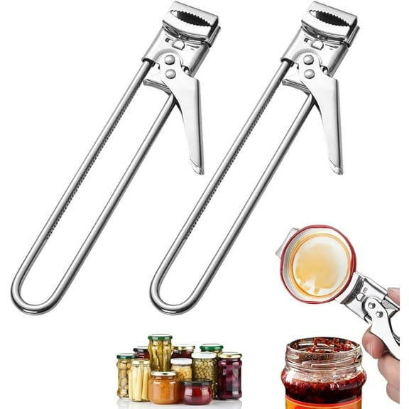Adjustable Stainless Steel Jar Opener, 2026 New Multifunctional Stainless Steel Can Opener, Jar Lid Opener for Weak Hands, Jar Lid Gripper Bottle Opener Kitchen Accessories(2pcs)