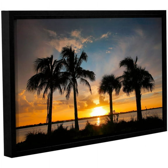 ArtWall Steve Ainsworth "Tropical Sunset" Gallery-Wrapped Floater-Framed Canvas