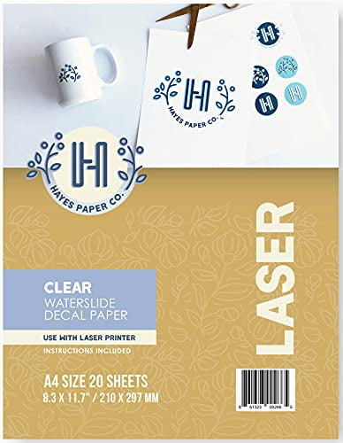 Waterslide Decal Paper for Inkjet Printer 20 Mixed Sheets 10 White 10 Clear-Transparent A4 Size Premium Quality Water Slide Transfer Printable Paper High Resolution DIY Design 
