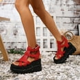 thumbnail image 3 of Platform Sandals for Women 2025 Punk Fashion Leather Roman Gladiator Chunky Wedge High Heels Summer Shoes, 3 of 7