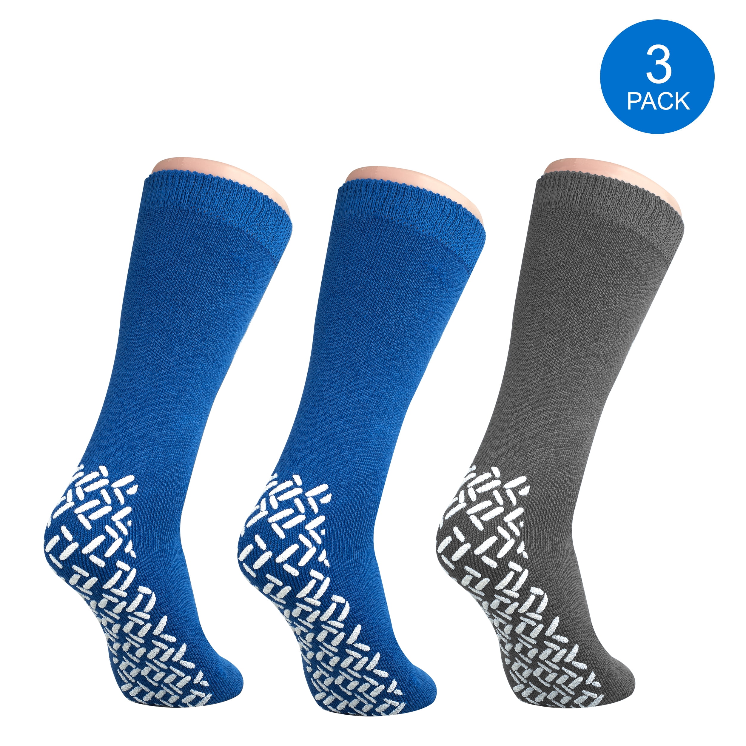 Double Sided Slipper Socks, Non Skid Hospital Travel Slipper Socks L,Blue  2192 