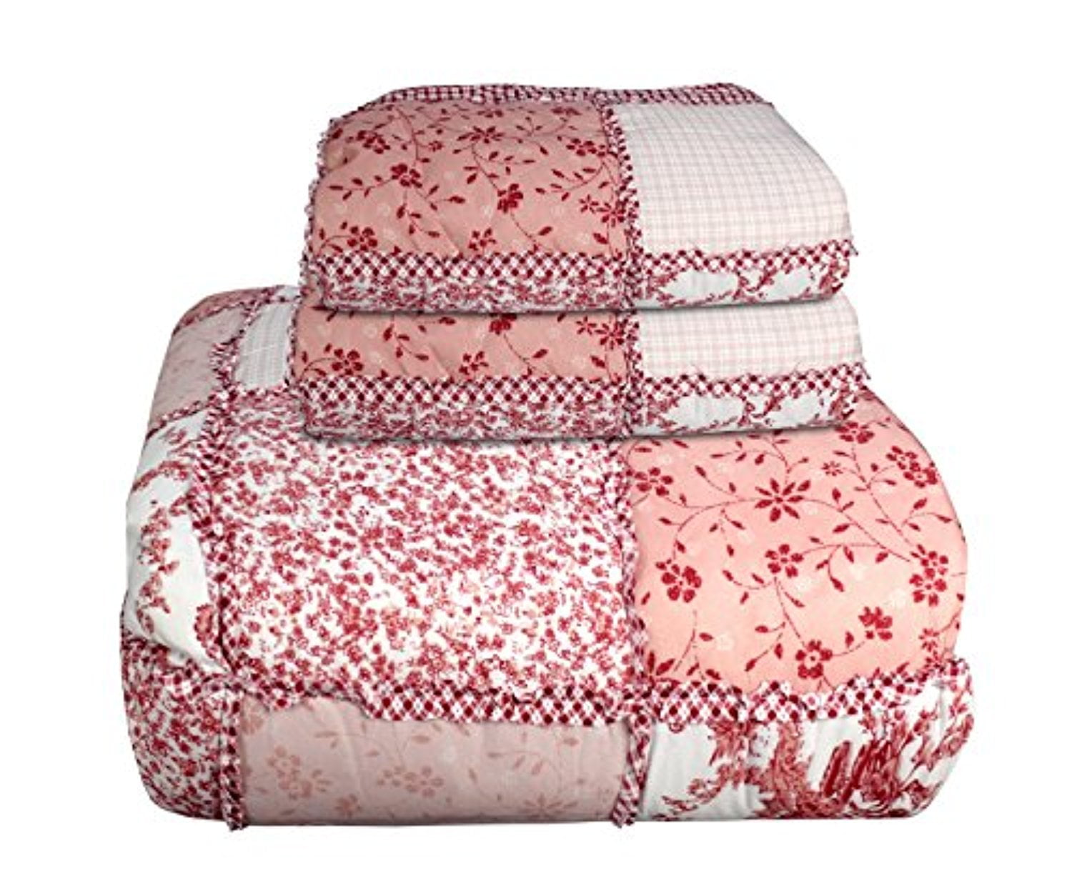 Peach Couture Home Collection Floral Patterned Quilt Comforter Set
