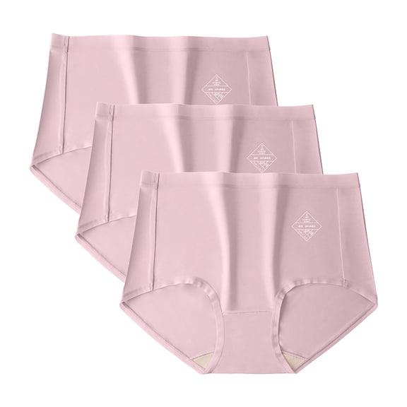 Fewfanhot 3PC Women's High Waisted Silk Underwear Solid Color Briefs Smooth Soft Elegant Comfort Breathable Underpants