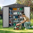 thumbnail image 6 of Gizoon 6' x 4' Outdoor Storage Metal Shed with Double Lockable Doors, Galvanized Garden Tool House, Dark Gray, 6 of 9