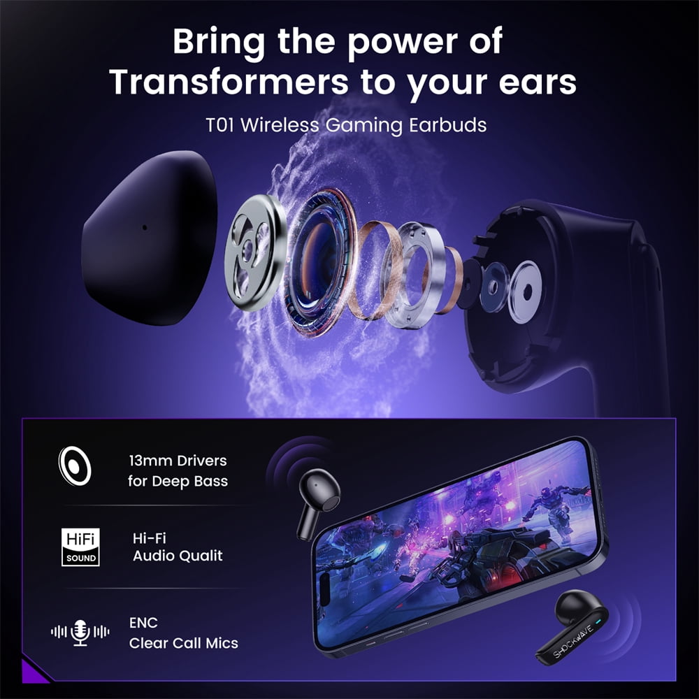 Wireless Headphones, Bluetooth 5.4 Ear Buds Deep Bass Sound Earbud with Smart Noise Cancelling Mic IPX5 Waterproof in Ear Earphones for Android IOS, Black