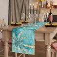 thumbnail image 2 of Green Tree Coastal Beach Table Runner 70 Inches Long, Vintage Tropical Plant Cotton Linen Table Runners Dresser Scarves, Decorative Fabric Tabletop Scarf Furniture Cover for Home Dinner Party 13"x70", 2 of 8