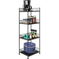 thumbnail image 2 of 4 Tier Bathroom Storage Rack Metal Shelving Unit Organizer with Wood Shelves, Black, 2 of 7