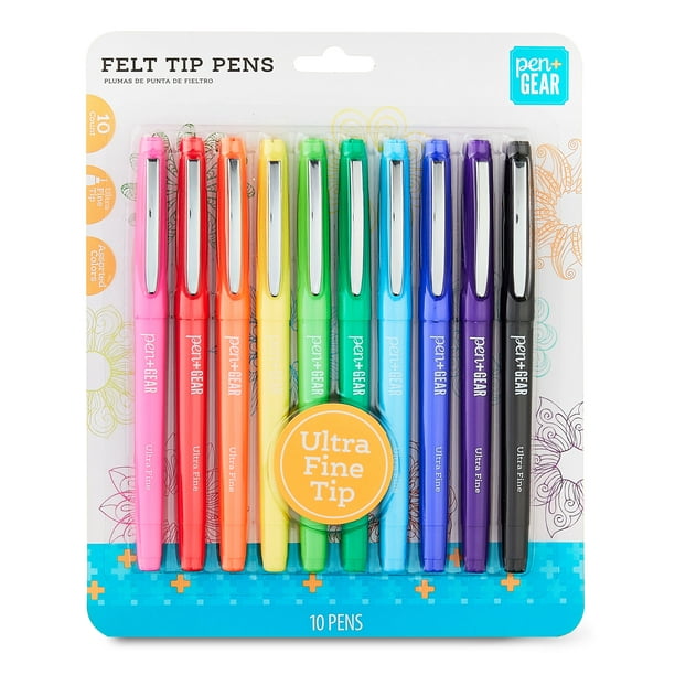 Pen+Gear Felt-Tip Pens, Ultra Fine, Assorted Colors, 10 Pack - Walmart.com