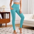 thumbnail image 2 of TGPMGRZ Leggings for Women Lifting High Waisted Elastic Yoga Pants Workout Leggings with Pockets Yoga Leggings for Sport Sky Blue Size M, 2 of 5