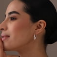 thumbnail image 3 of LeCalla 925 Sterling Silver Double Hoop Earrings | Curved Double-Hoop Earrings, 3 of 7