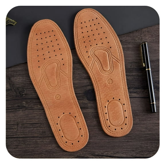 TELOLY Genuine Leather Insole for Shoes Men Women Comfortable Deodorant Casual Leather Orthopedic Feet Quality Cowhide Flats Shoe Sole Brown Eu38