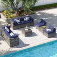 thumbnail image 6 of LazySunsets 10 Piece Patio Furniture Set Wicker Rattan Patio Conversation Set Outdoor Sectional Sofa Set with Coffee Table and Blue Cushions(Waterproof Cover Included), 6 of 6