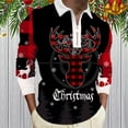 thumbnail image 2 of Mens Pique Shirts Christmas 3D Digital Printing Holiday Lapel Half Zipper Long Sleeve Mens Performance Polos,H,XL, 2 of 4