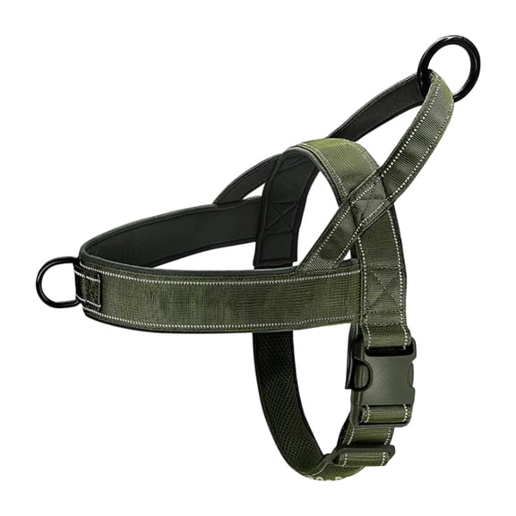 Pawly Lab Co No-Pull Harness, Reflective Adjustable Breathable Mesh Pet Vest, Easy On-Off Soft Padded Harness for Dogs, Front-Chest Attachment for Better Leash Manners (Army Green)