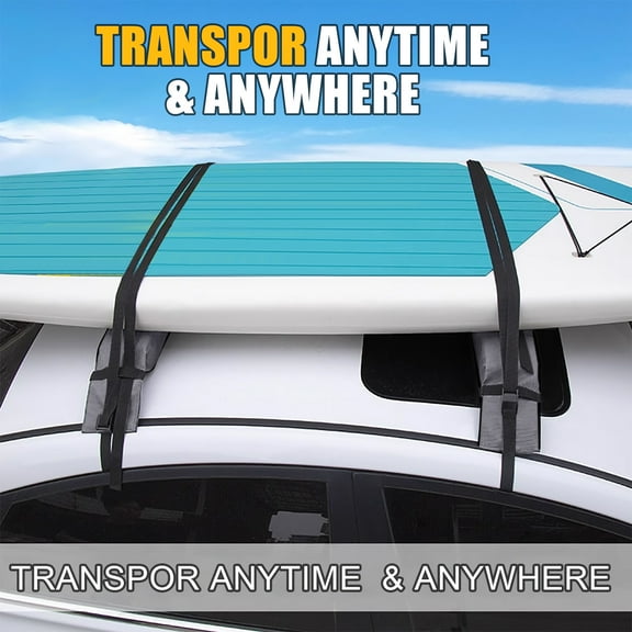 Thehsnt 1 Set Universal Car Soft Roof Rack Pads, Luggage Carrier System for Kayak Surfboard Canoe, Include 2 Heavy Duty Tie Down Straps, 2 Tie Down Rope, 2 Quick Loop Strap