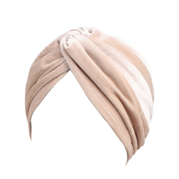 UDIYO Turban Cap Solid Color Cross Shape Lady Stretchy No Brim Indian Turban Hat for Spring Autumn Winter
