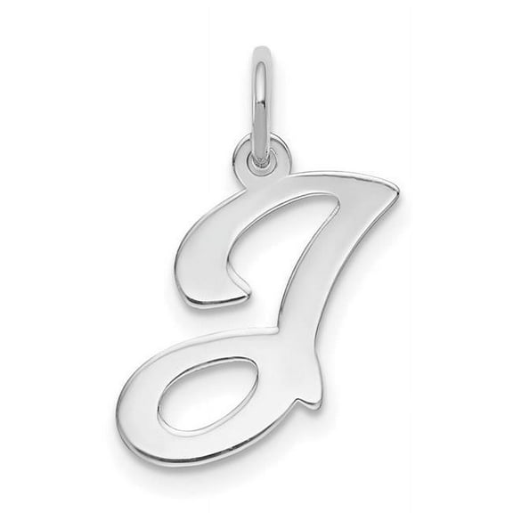 14K White Gold Script Letter J Initial Charm