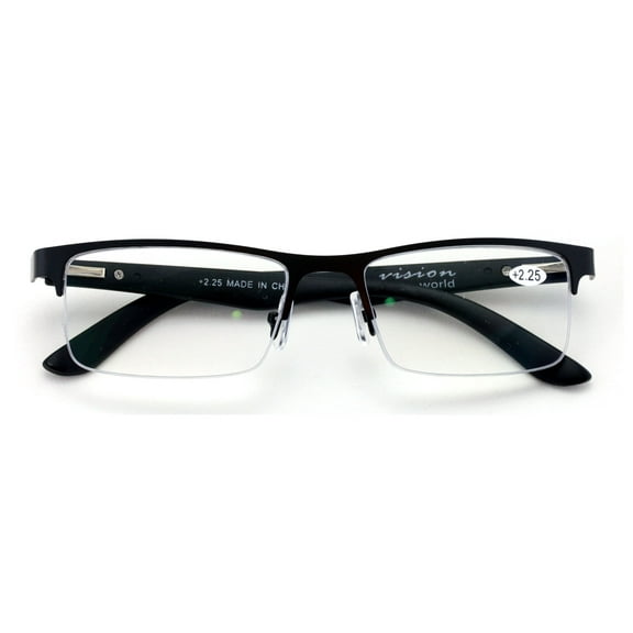 Lightweight Metal Half Rim Reading Glasses With Anti-reflective AR Coating Spring Hinge Reader - TR90 Temple