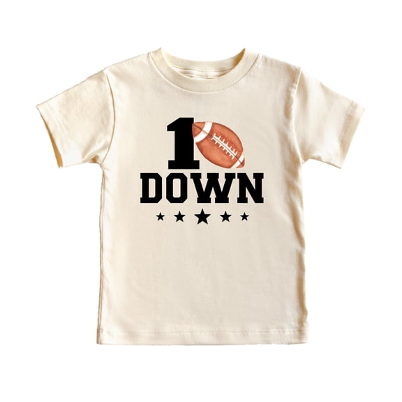 1st Birthday Football Shirt for Boys 1 Down Party Tee for Toddler - Gift for One Year Old Natural Shirt 12 Months