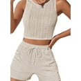 thumbnail image 2 of Diconna Ensemble de Shorts pour Femmes, Débardeur Sans Manches à Col Rond avec Shorts Unis Tenue d'Été pour Quotidien Fête, 2 of 4