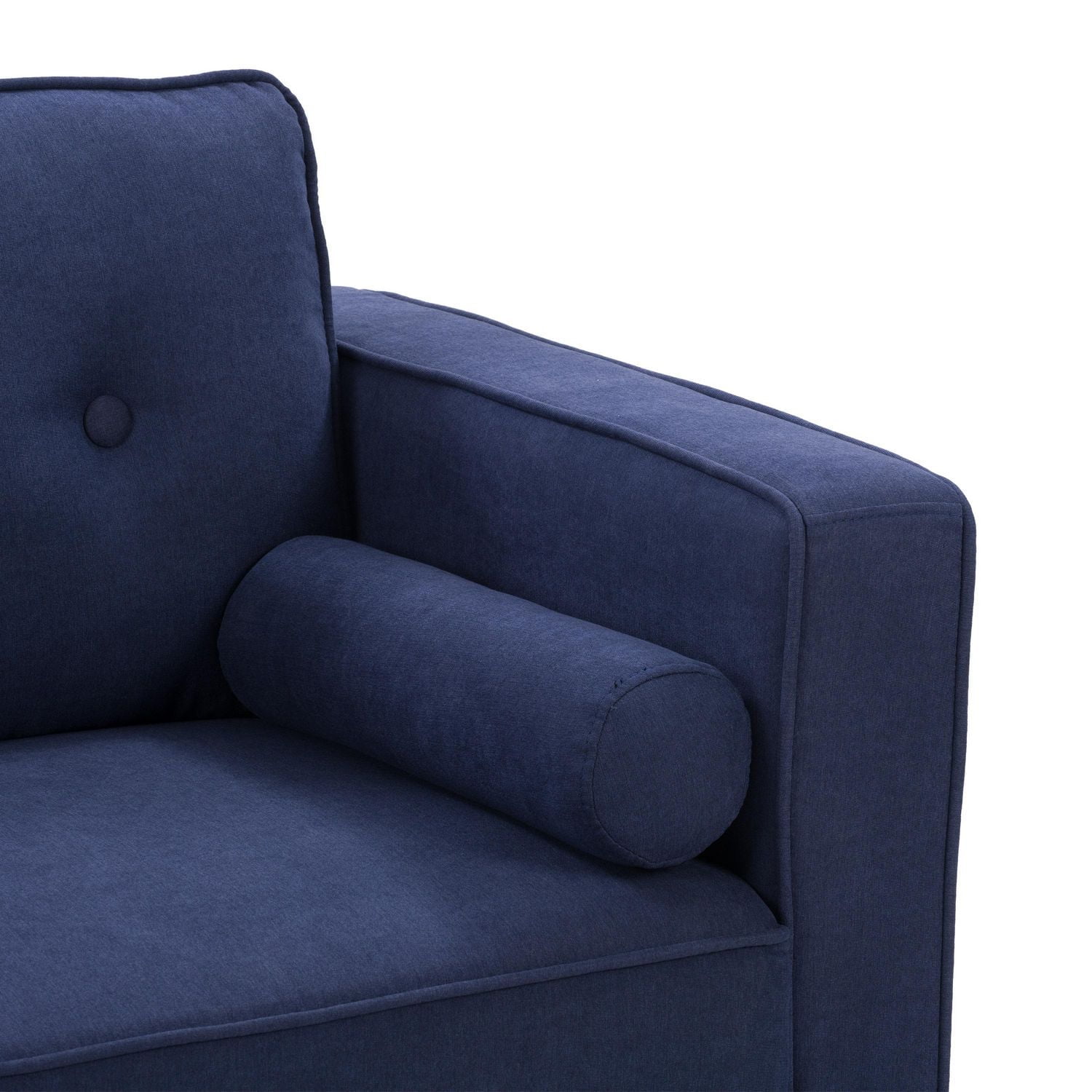 CorLiving Mulberry Mid-Century Comfy Wide Indoor Armchair with 2 Bolster Cushions and Wood Legs