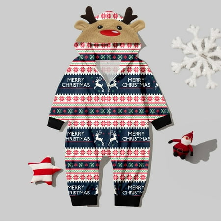 

NASIQXB New Years Matching Family Pajamas Christmas Long Sleeve Cute Deer Head Hoodie Jumpsuit Soft Zipper Baby Romper Sleepwear Xmas Holiday Family Matching Pajamas Family Christmas Pajamas Set And