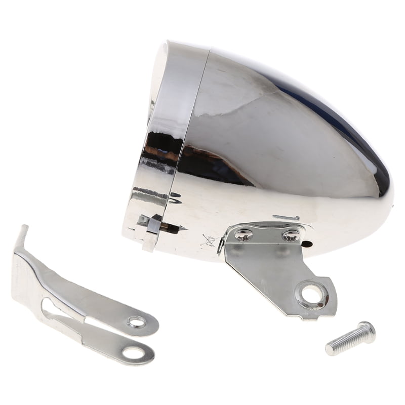 Classic Retro Streamlined Bicycle Head Light Super Bright LED Metal Chrome Bikes