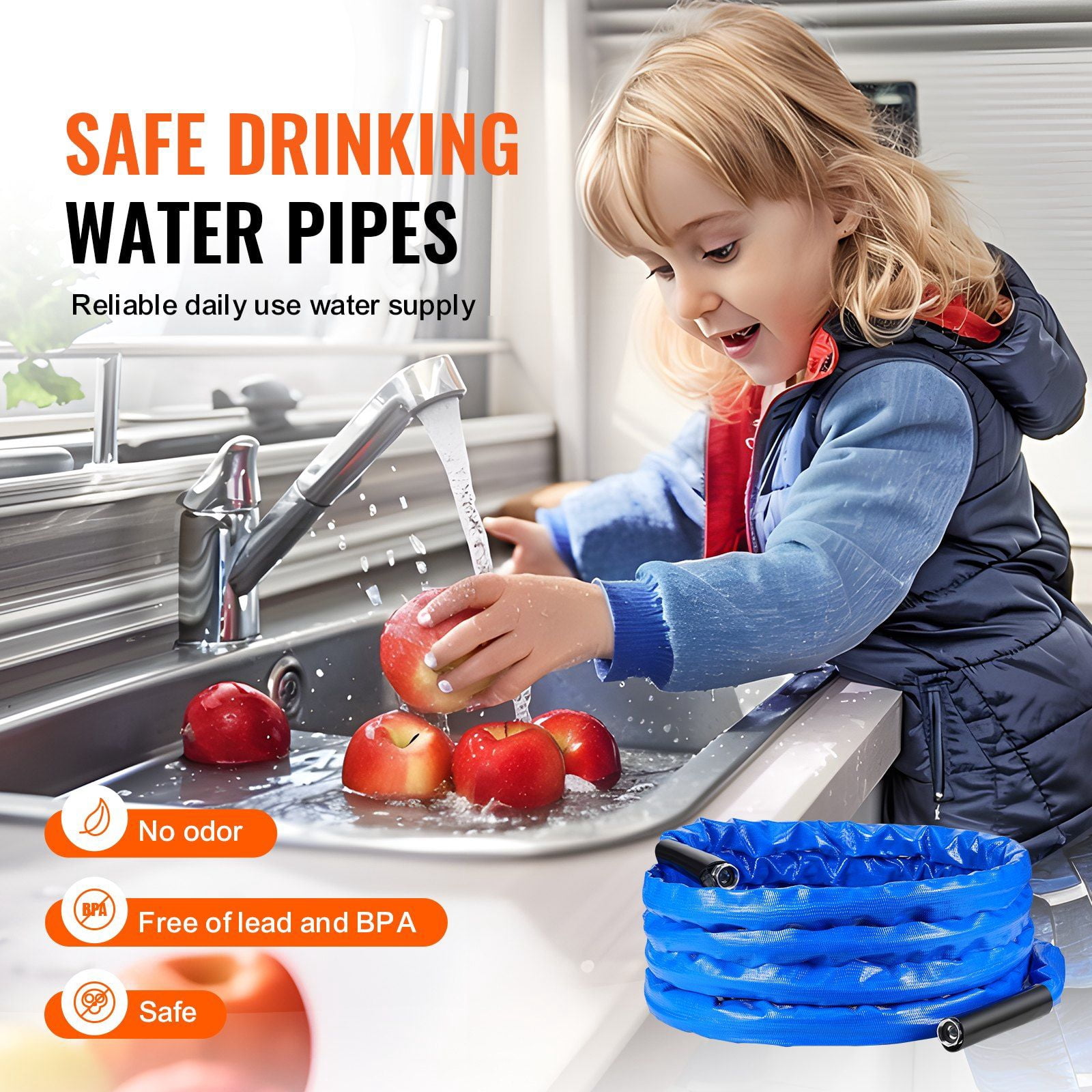 Thermostatically Controlled Heated RV Water Hose 50ft, -45°F Protection