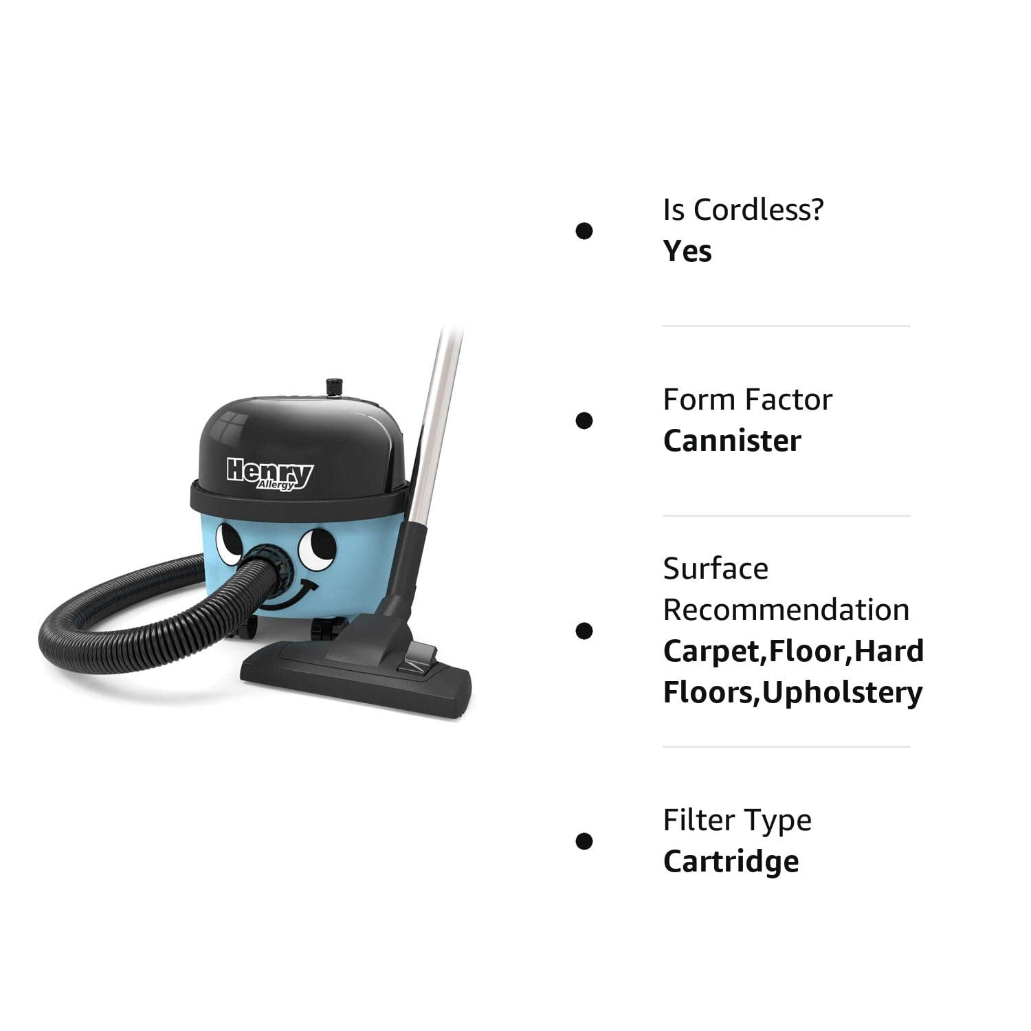 Numatic/NaceCare Henry Allergy Canister Vacuum-1.6 Gallon