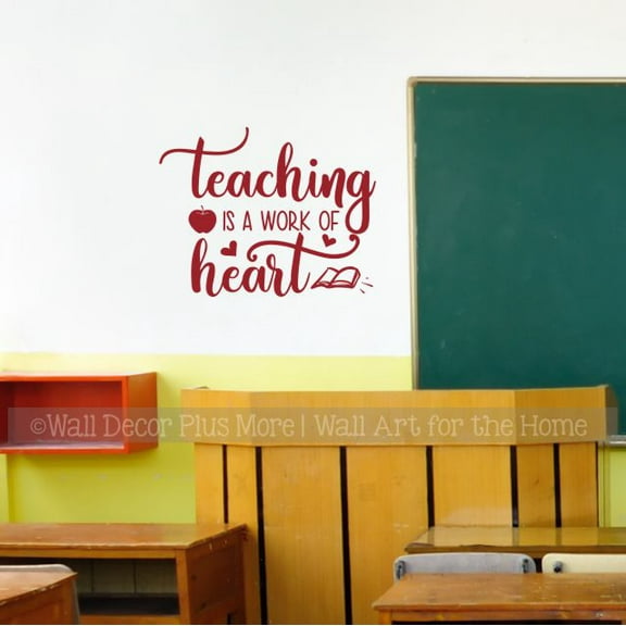 Teaching Quote Work Of Heart Teacher Wall Decals Classroom School Decor Gift 23x18-Inch Red