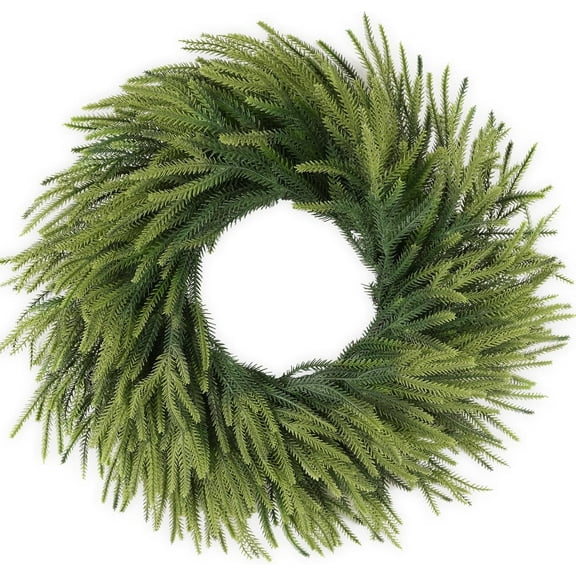 20 inch Norfolk Pine Wreath, Realistic Christmas Wreath for Front Door,Artificial Real Touch Green Wreath Greenery for Door Wall Windows Mantle Outdoor Christmas Decoration