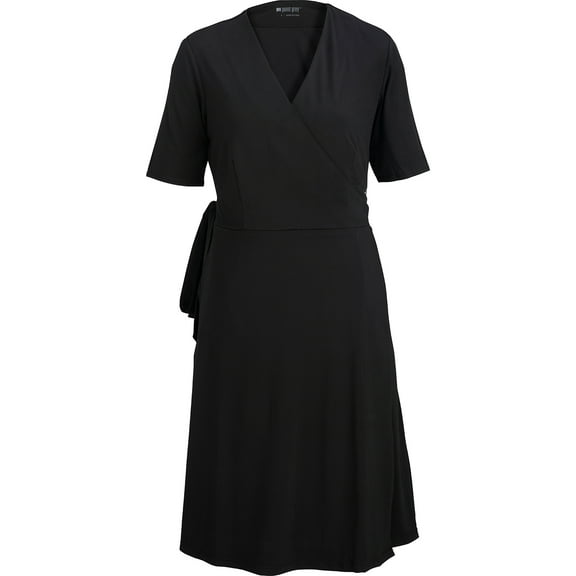 EDWARDS POINT GREY LADIES WRAP DRESS, BLACK, 2XL