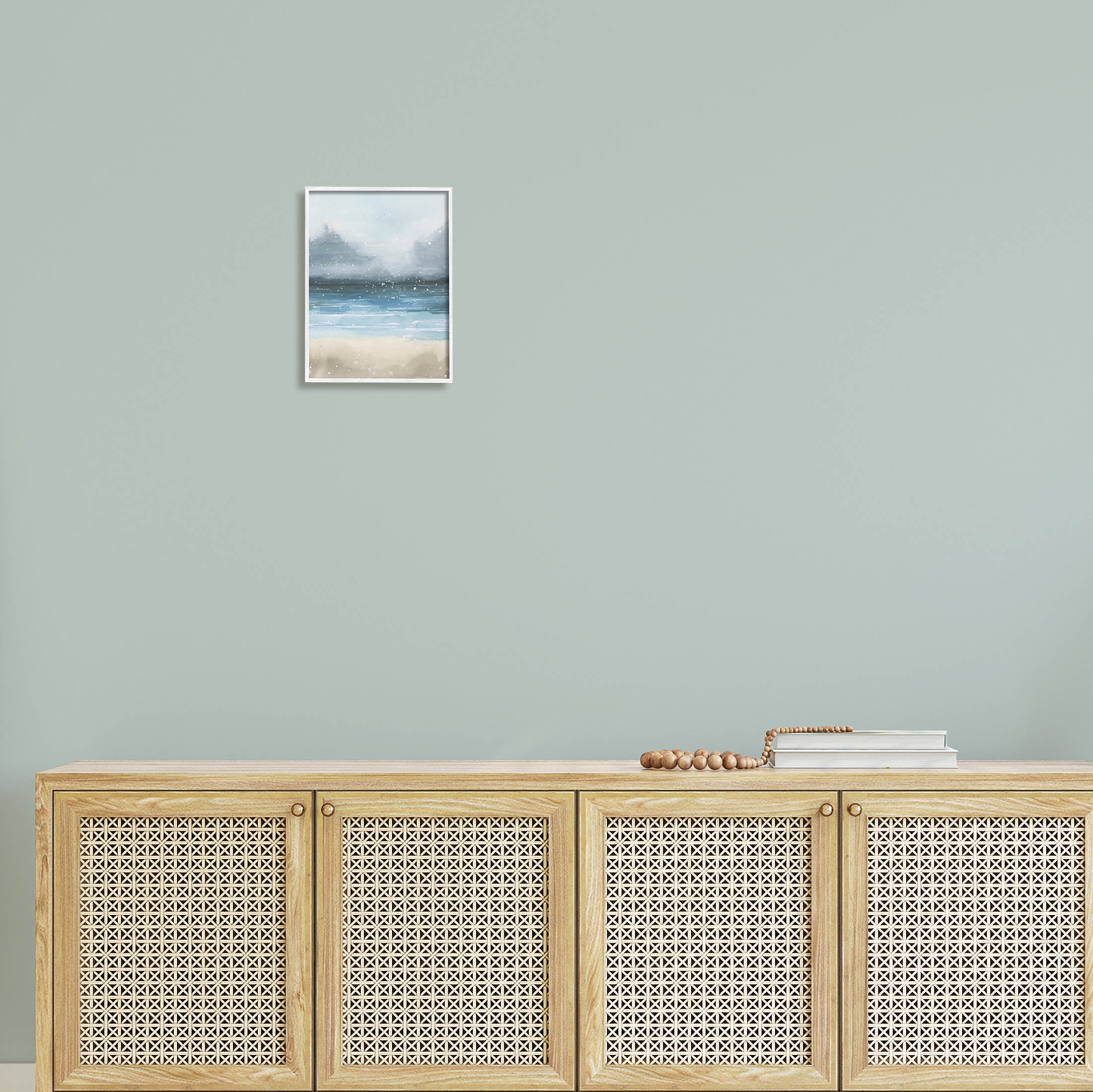 Stupell Industries Beach Snowfall Ocean Shore Graphic Art White Framed Art Print Wall Art, Design by Grace Popp